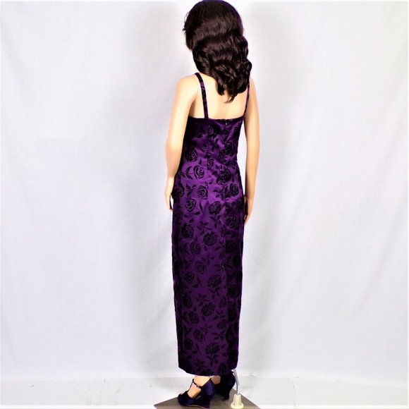A-LIST BY WRAPPER size 5/6 purple/black satin sleeveless long gown - Picture 6 of 12